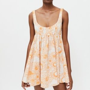 UO Bibi Printed Babydoll Mini Dress